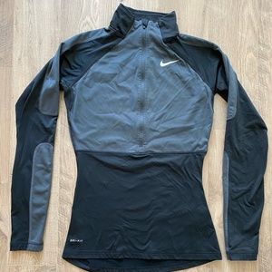 Nike Pro 3/4 Zip Up Black Long Sleeve Small